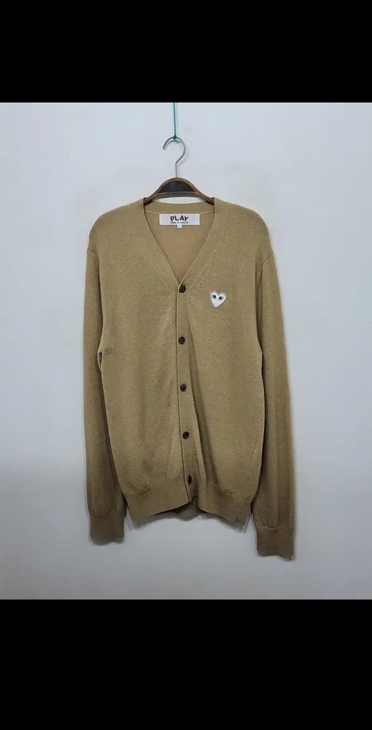 (정품) 꼼데가르송 가디건 베이지 화이트 와펜 AZ N066  상품이미지1