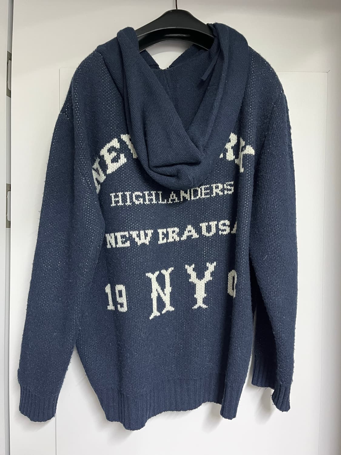 뉴욕 양키스 후드 집업 니트 카디건 네이비 상품이미지3