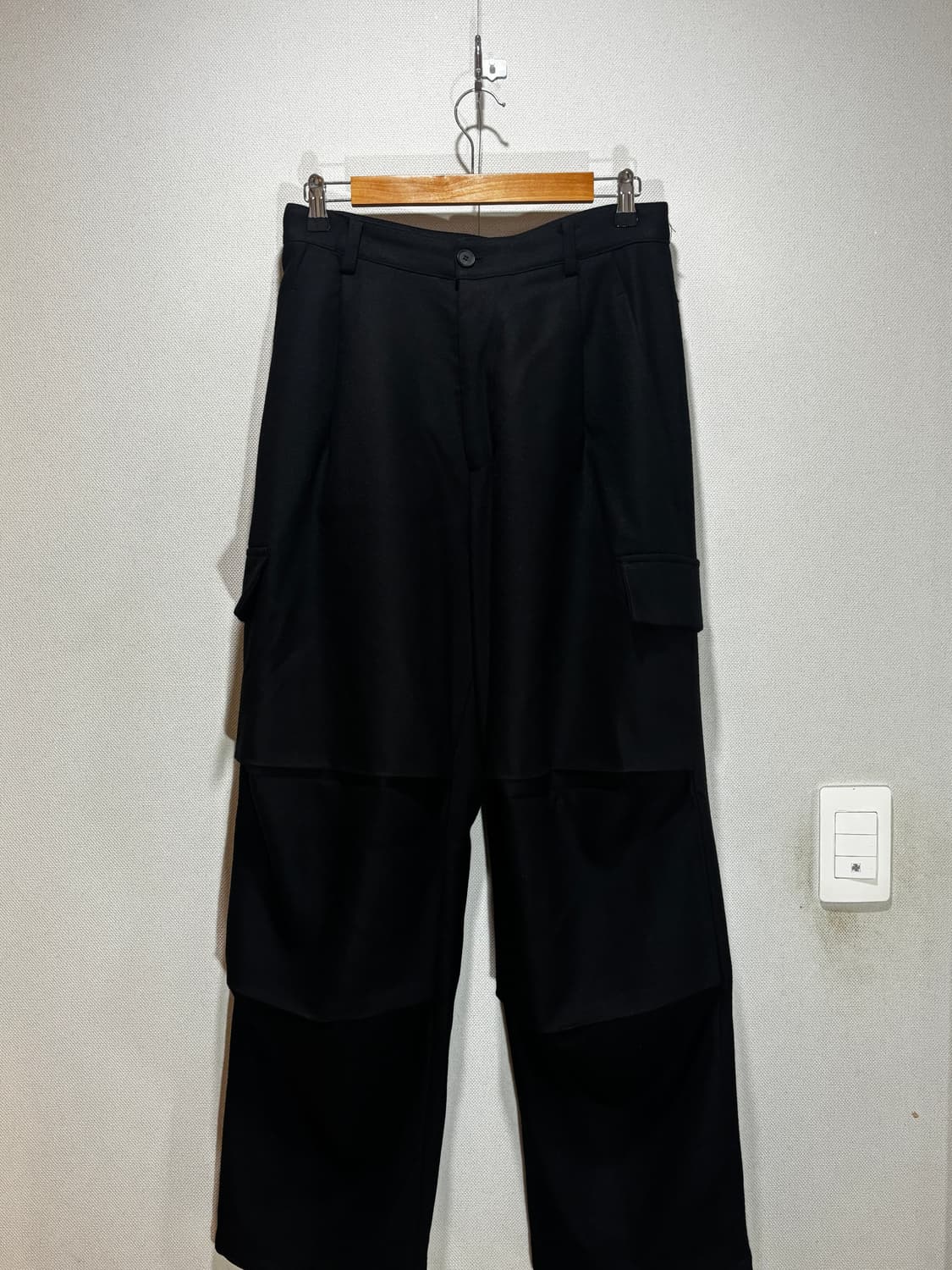 택포/S급) COOR 버진울 파라수트 카고 슬랙스 블랙 팬츠 상품이미지1