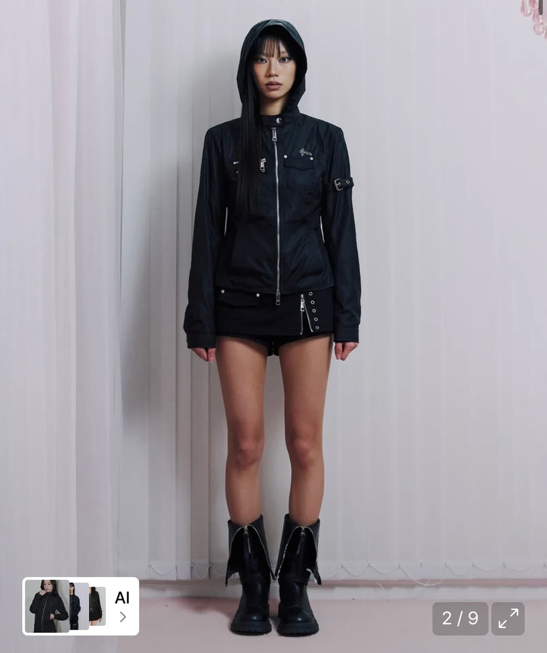 일리오 Black Biker windbreaker jacket s 상품이미지2
