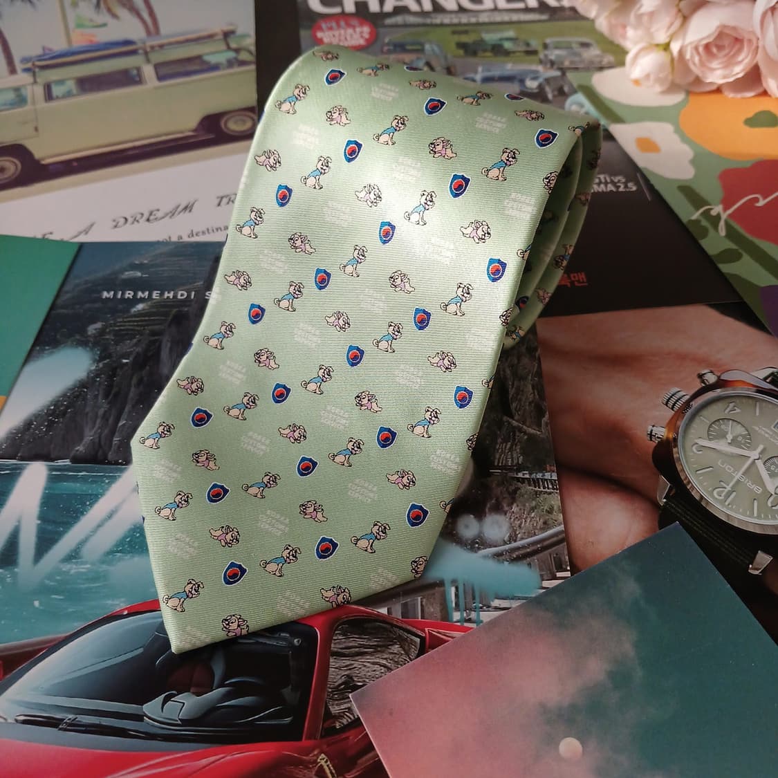 메트로시티 실크 민트 강아지 패턴 넥타이 9cm A+등급 A19294
 상품이미지2