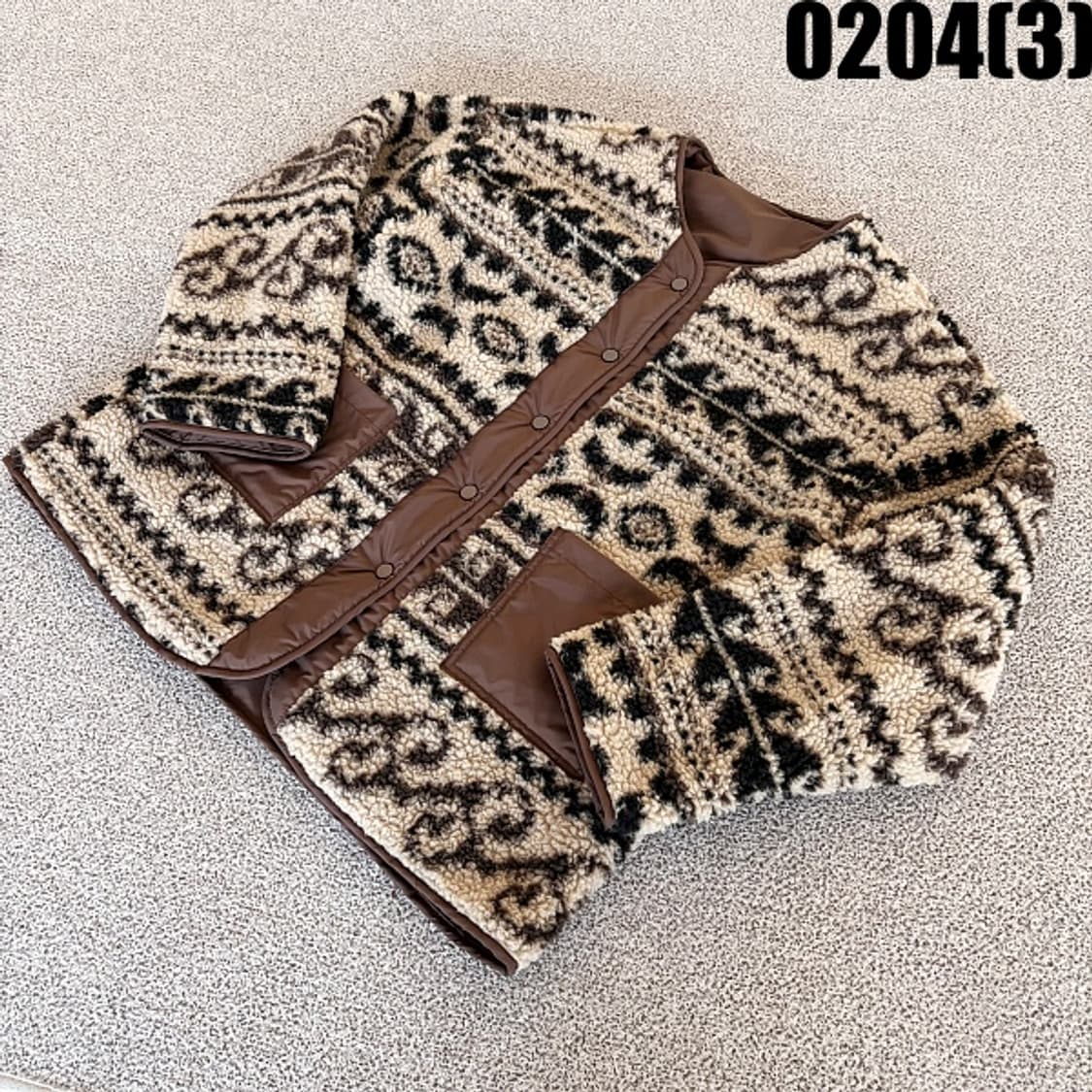 [실측확인] 빈티지 에스닉 패턴 뽀글이 리버시블 패딩 점퍼 0204(3) 상품이미지1