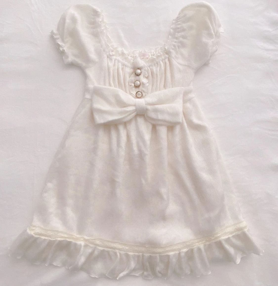 교환/판매] 리즈리사 핑크 리본 진주 체인 오프숄더 니트 히메 갸루 상품이미지2