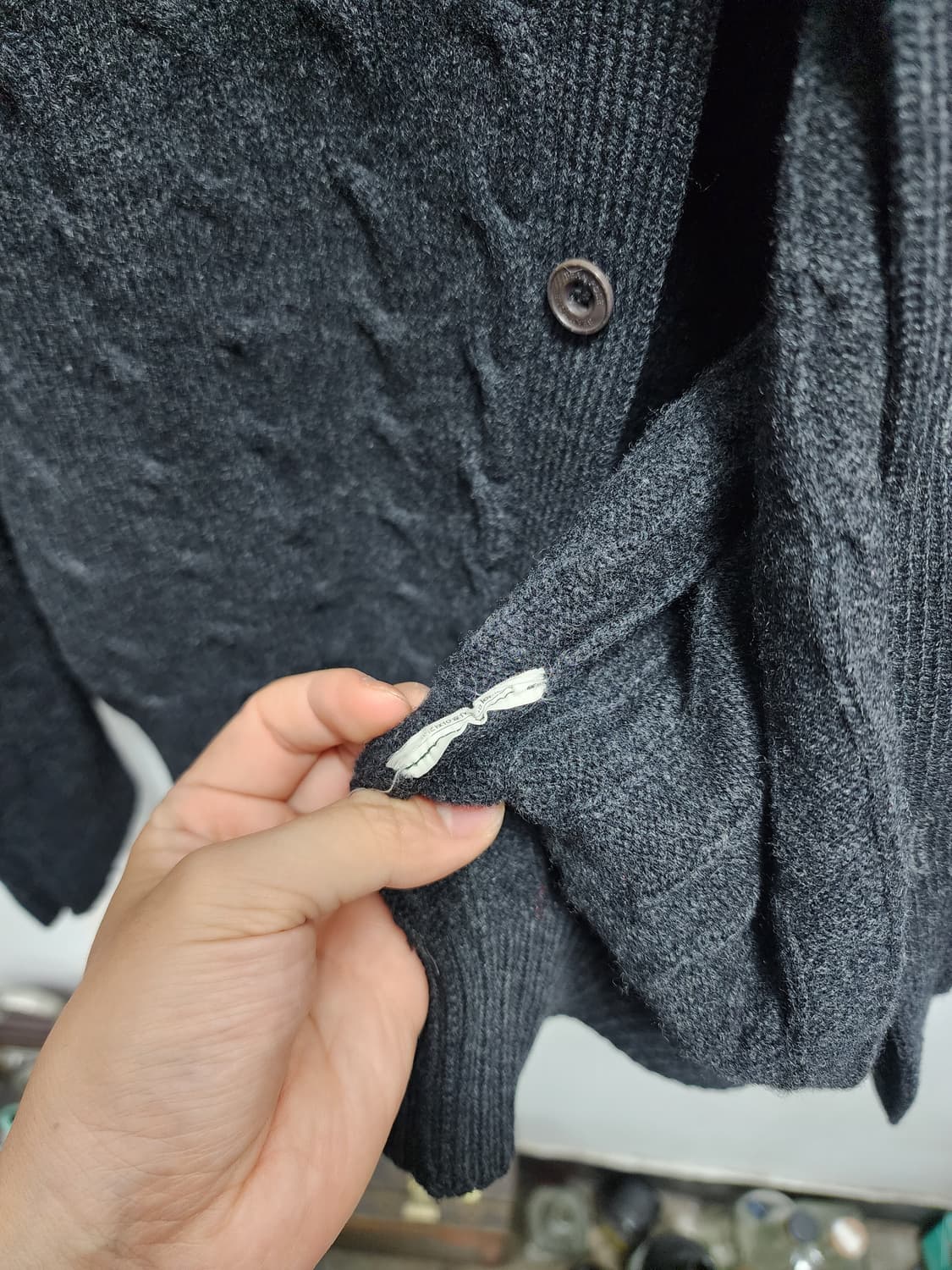 빈폴 엘보패치 꽈배기 울 가디건 상품이미지4