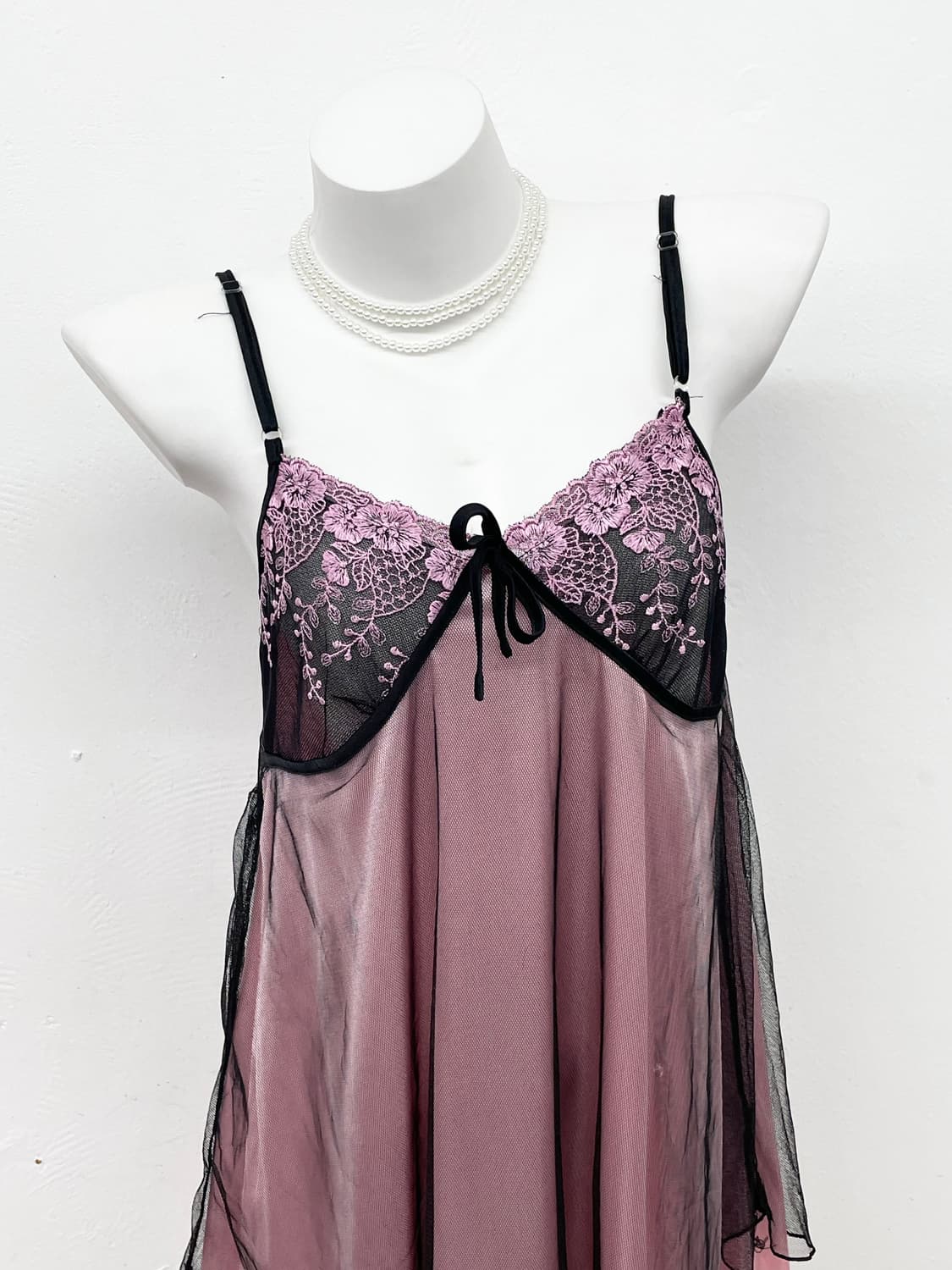 핑크 레이스 자수 슬립 상품이미지2