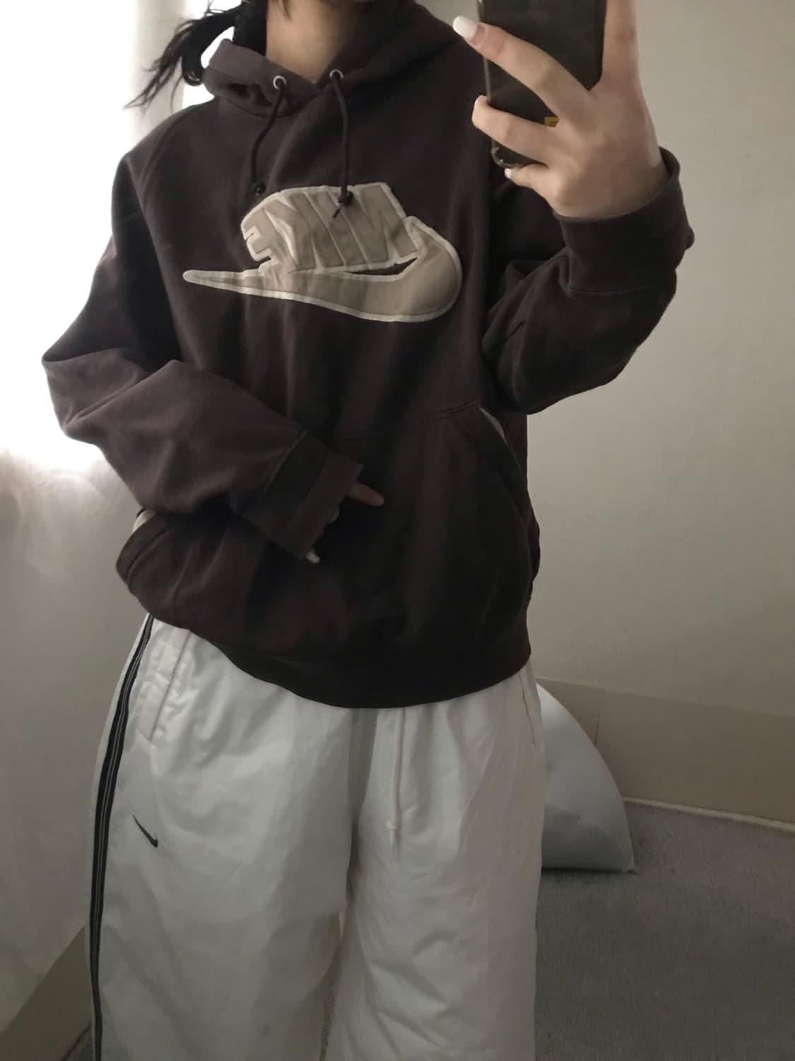 나이키 00s 브라운 빅로고 후드티 상품이미지2