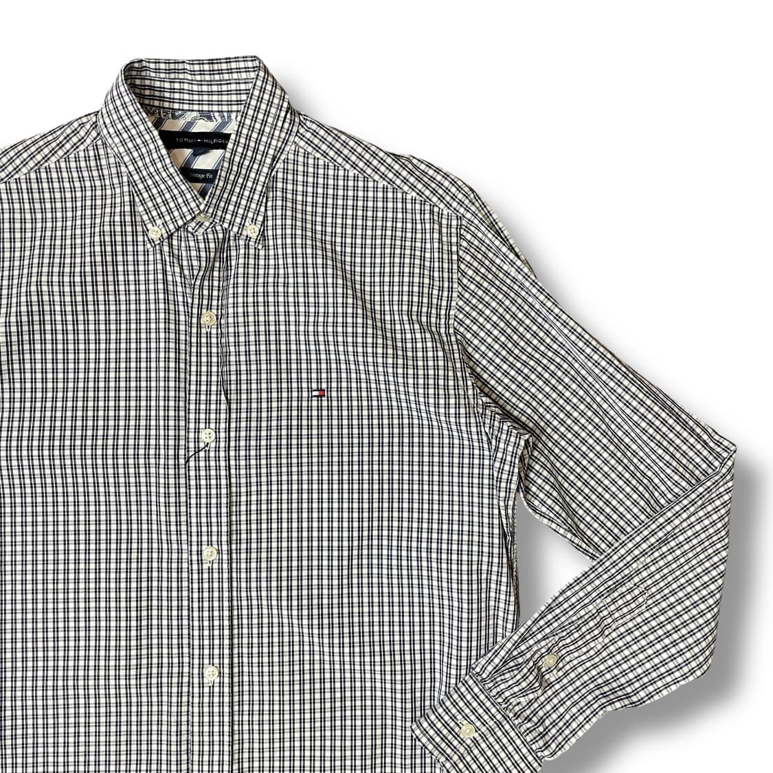타미힐피거 네이비 체크 빈티지핏 긴팔 셔츠 S 상품이미지3