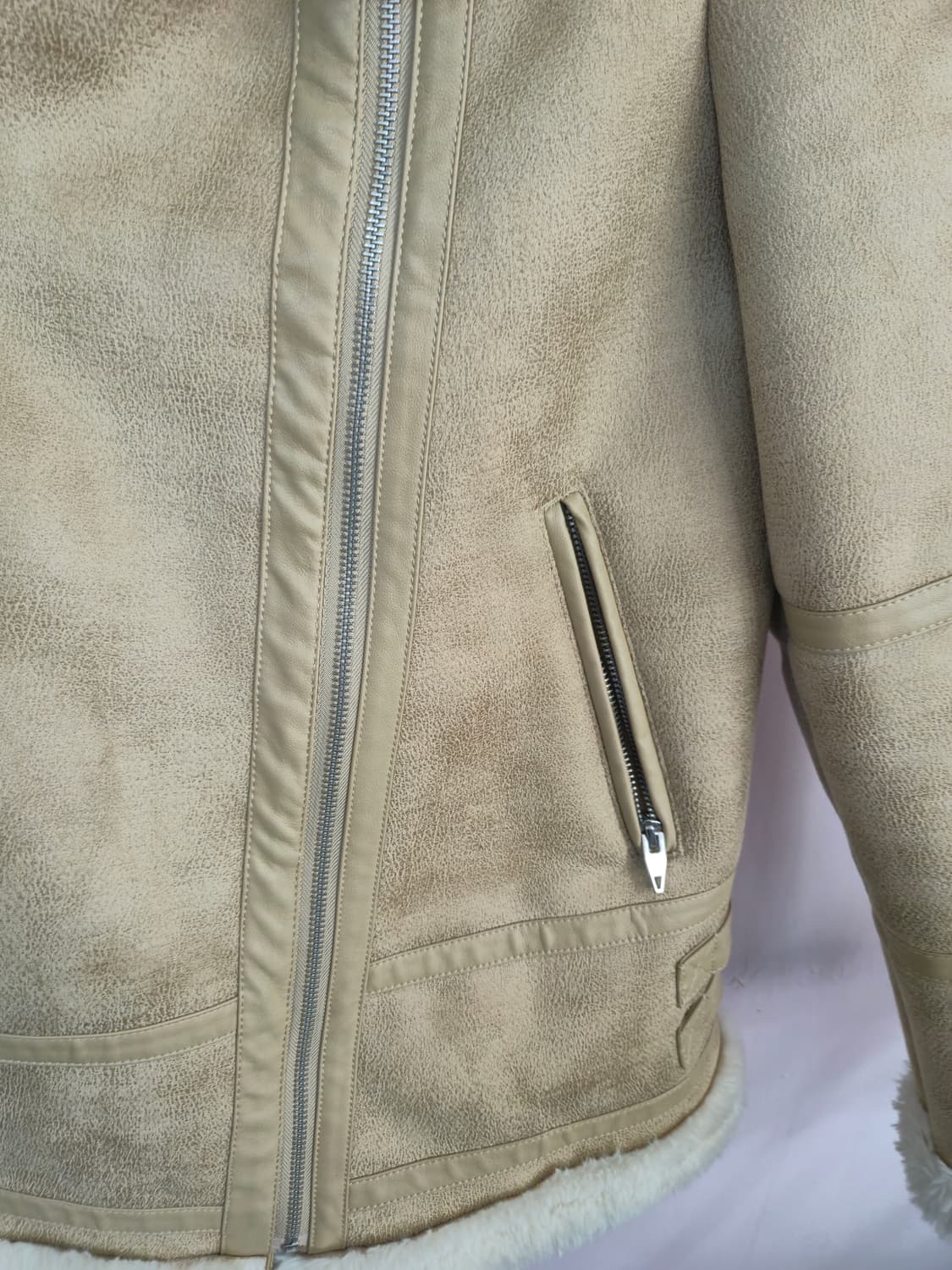 VANAKE 무스탕 라이더 자켓 베이지 상품이미지7