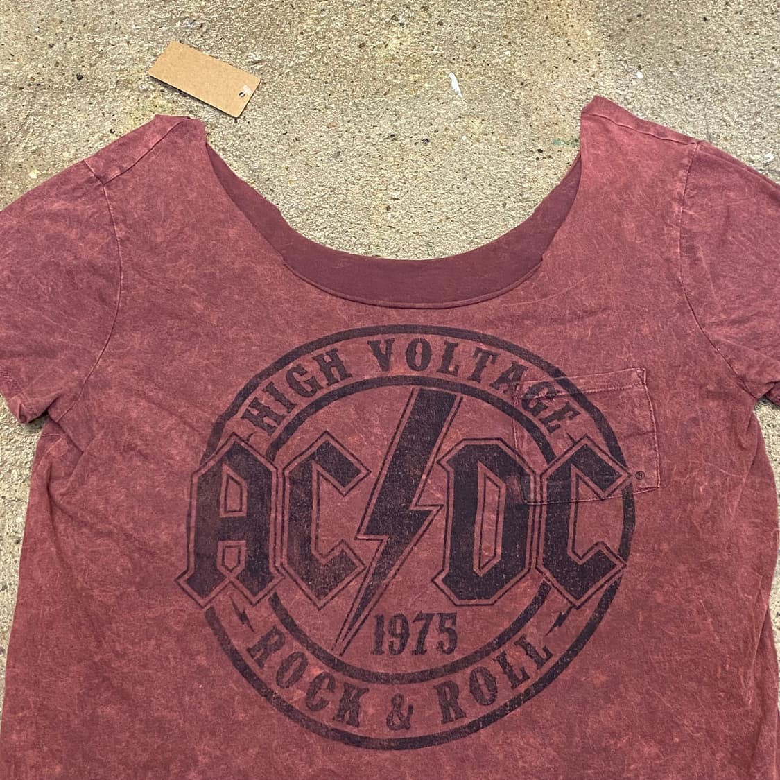 미국 빈티지 ACDC 여성 오프숄더 포인트 반팔티 상품이미지2