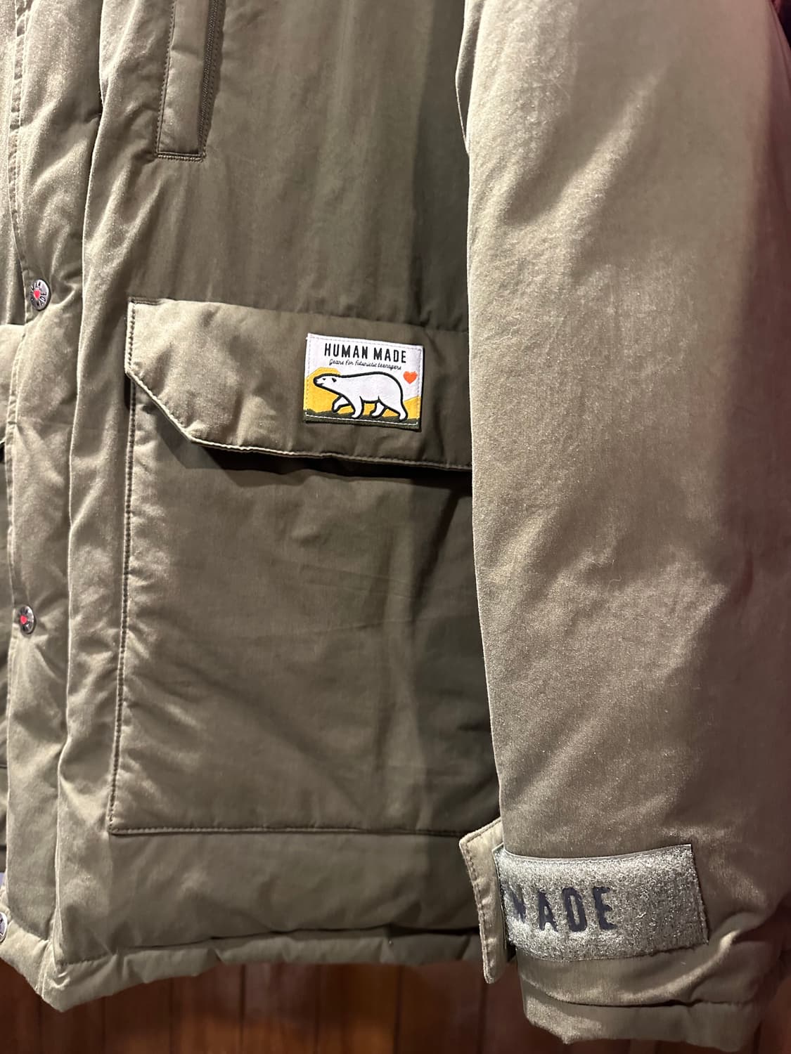 휴먼 메이드 다운 파카 올리브 드랩 상품이미지3