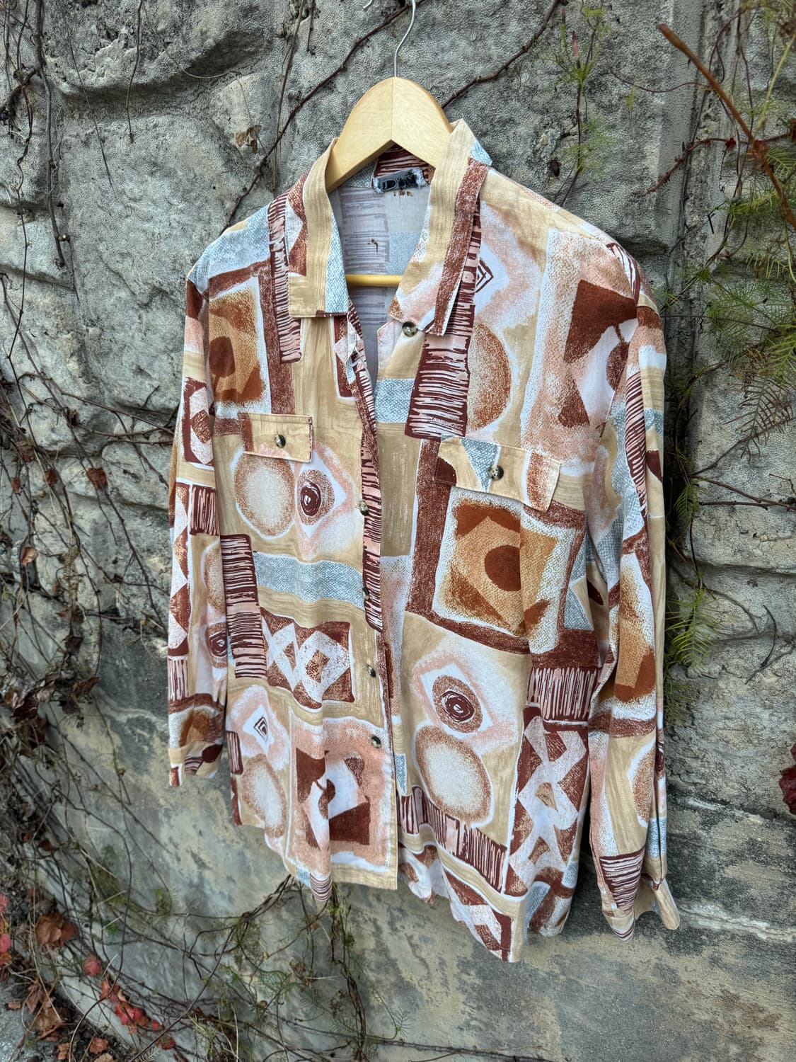 일본 빈티지 텐셀 원단 100 에스닉 패턴 셔츠  상품이미지3