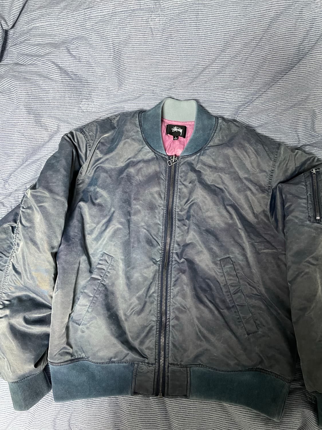 스투시 다이드 나일론 봄버 네이비 L 상품이미지1