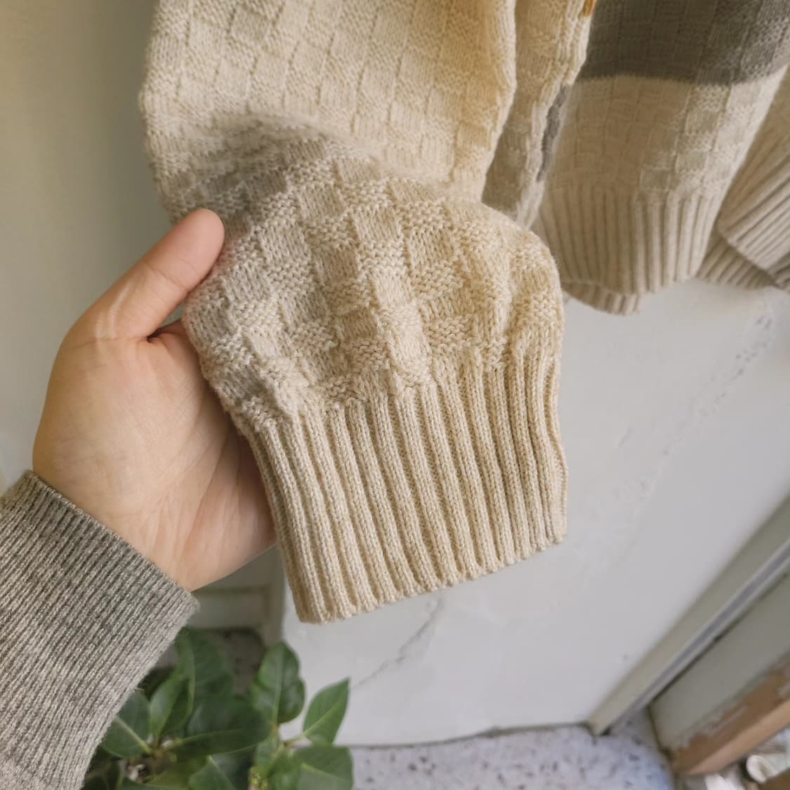 Lindbergh 스트라이프 와플 봄니트 상품이미지4