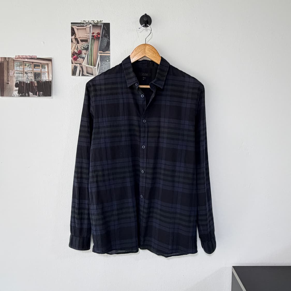 [S] COS 코스 블랙와치 타탄체크 린넨셔츠 상품이미지1