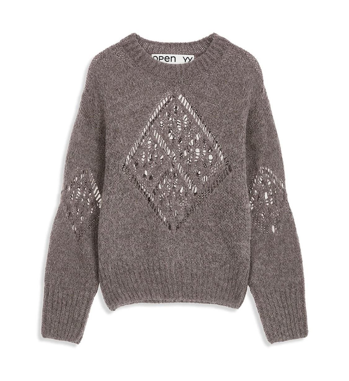 Open yy ALPACA ARGYLE POINTELLE PULLOVER 상품이미지1