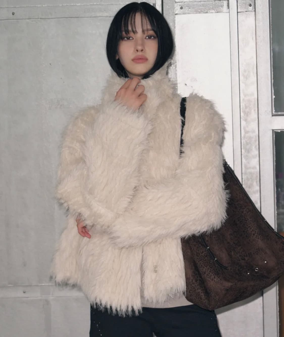 레더리 리버시블 시어링 퍼자켓 아이보리 상품이미지2