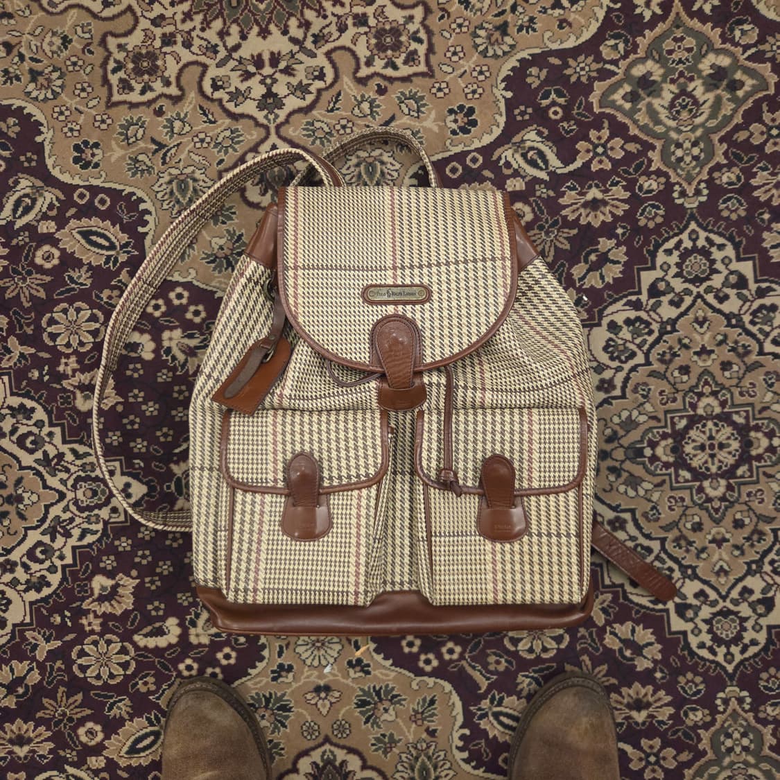 폴로 체크 백팩 럭색 상품이미지1