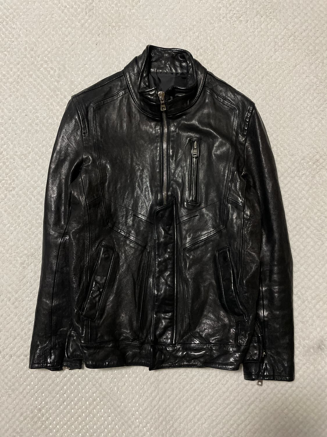 광희시장 웨스턴 무드 램스킨 양가죽 절개 레더 자켓 상품이미지1