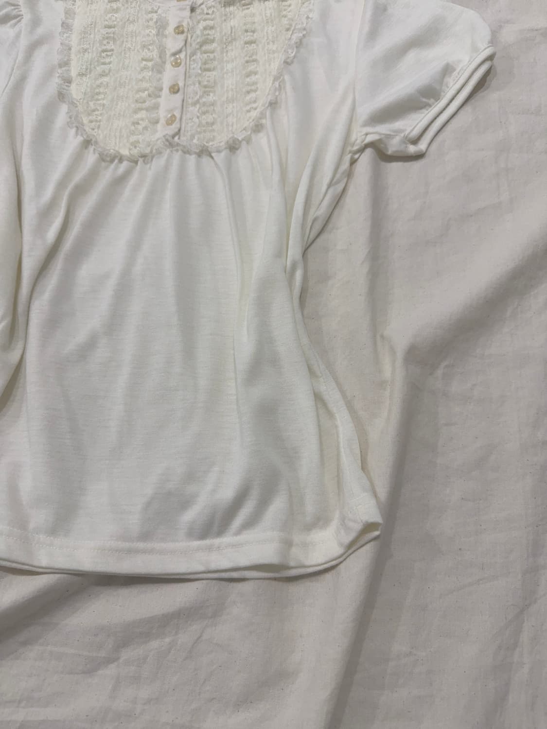 아이보리 공겜여주 러블리 긱시크 반팔 블라우스 탑 상품이미지3