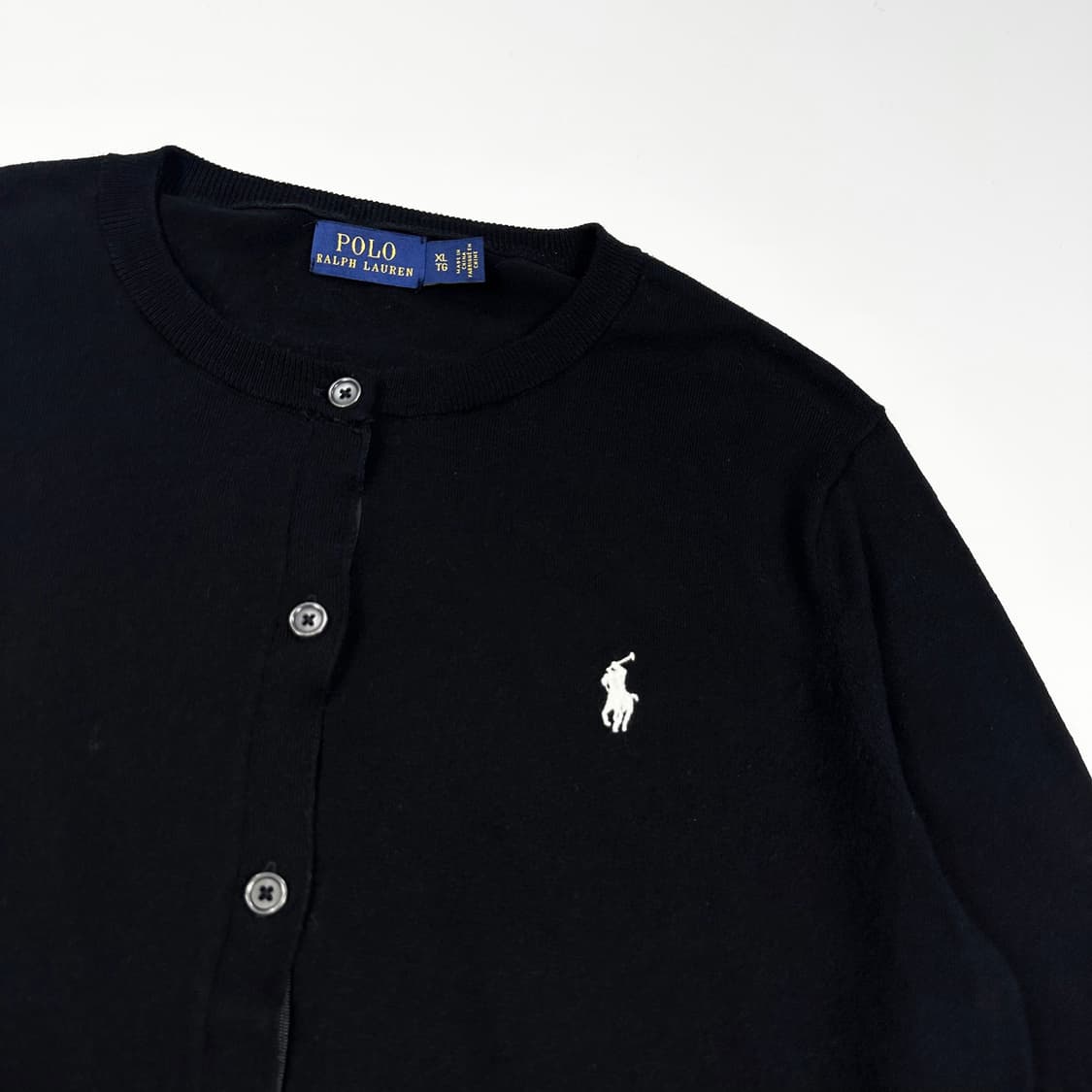 폴로 랄프로렌 여성 라운드넥 니트 가디건 블랙 여성XL 상품이미지3