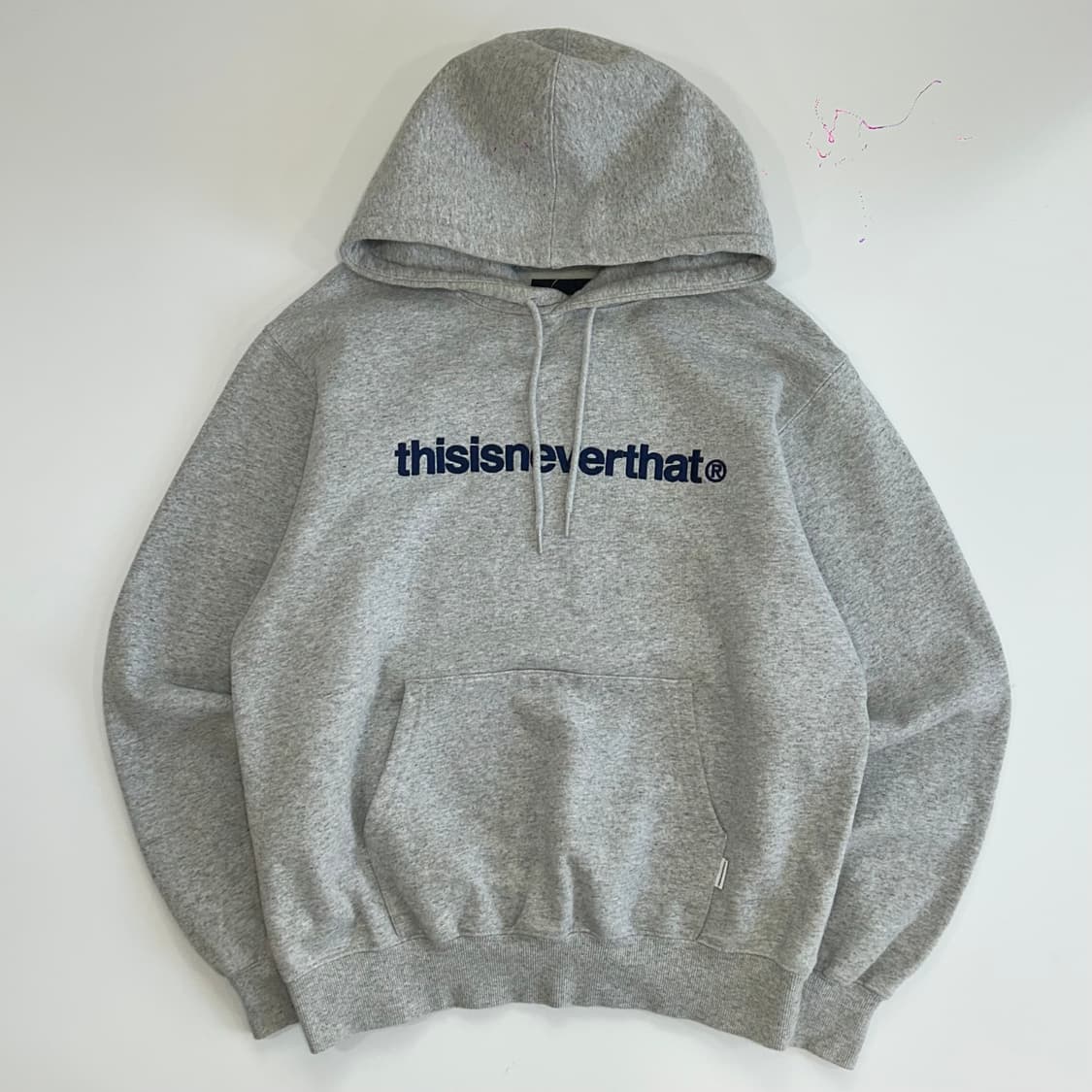 This is never that 디스이즈네버뎃 네이비로고 그레이 후드티 상품이미지3