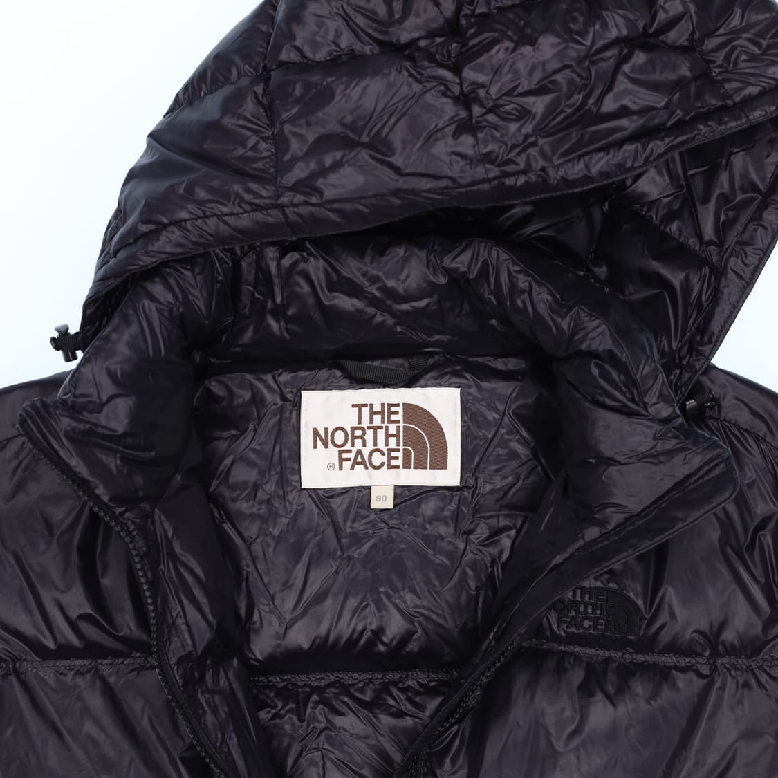 90 노스페이스 올블랙 유광 패딩 N7317 상품이미지5