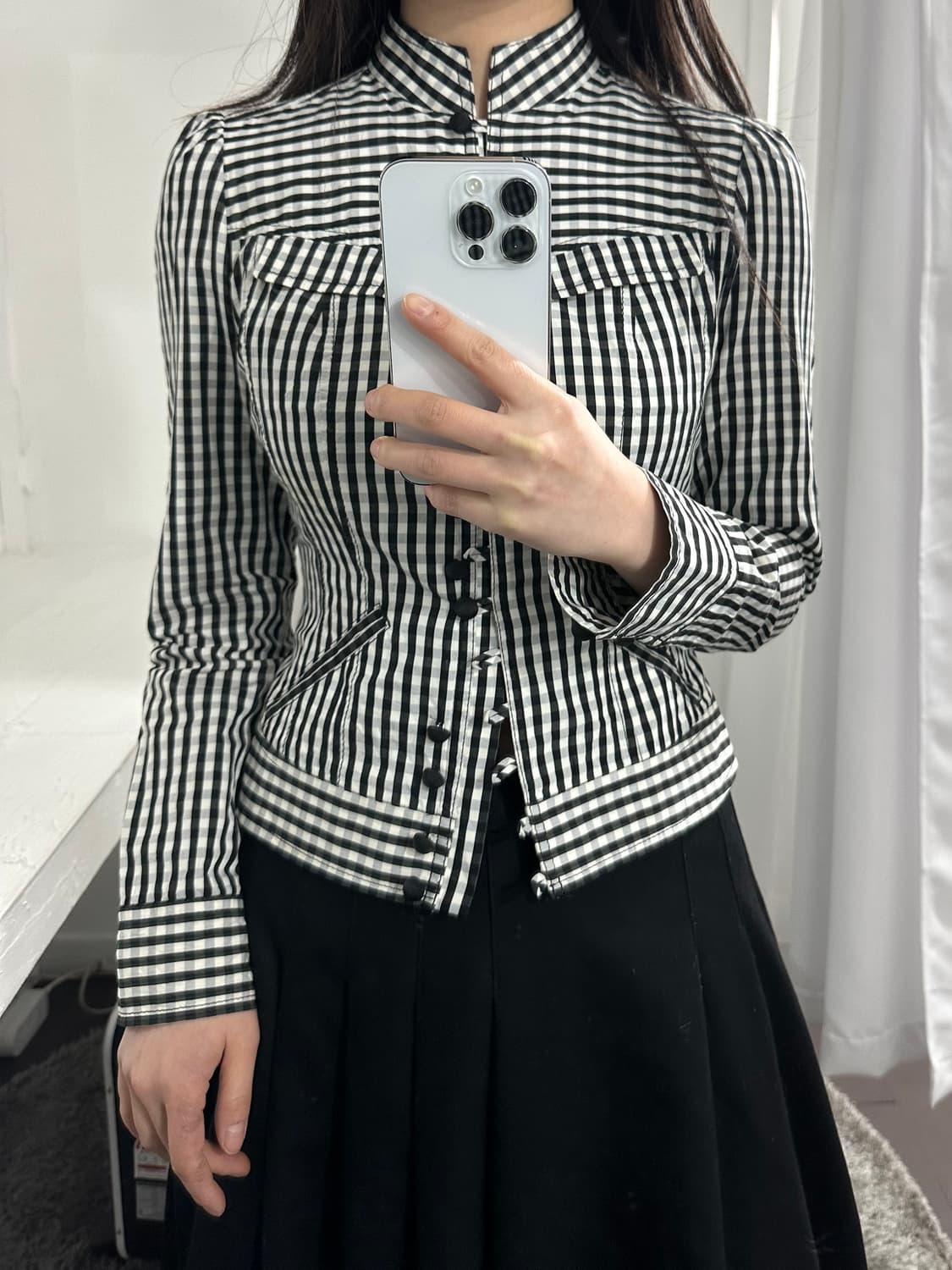 fragile check button design jacket 상품이미지5