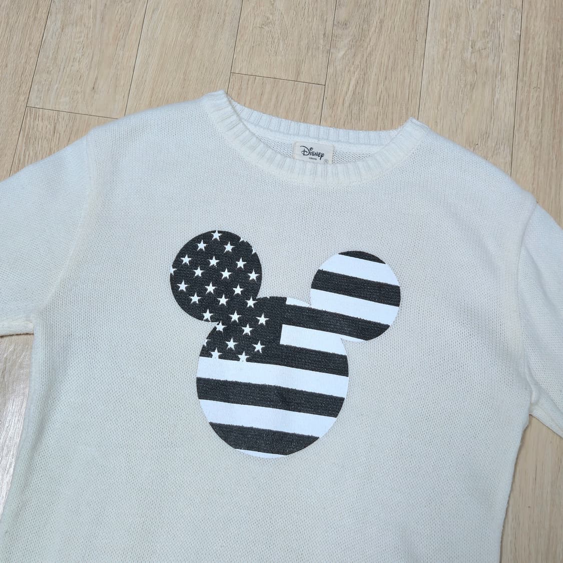 여성 디즈니 미키마우스 성조기 니트 아이보리 상품이미지1