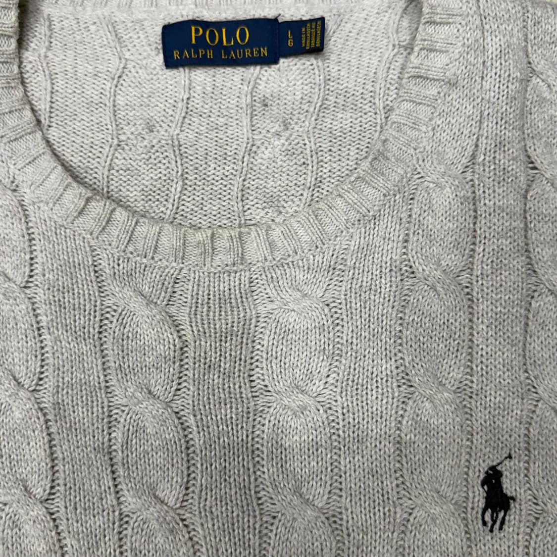 [L] 폴로 라이트그레이 케이블 니트 상품이미지5