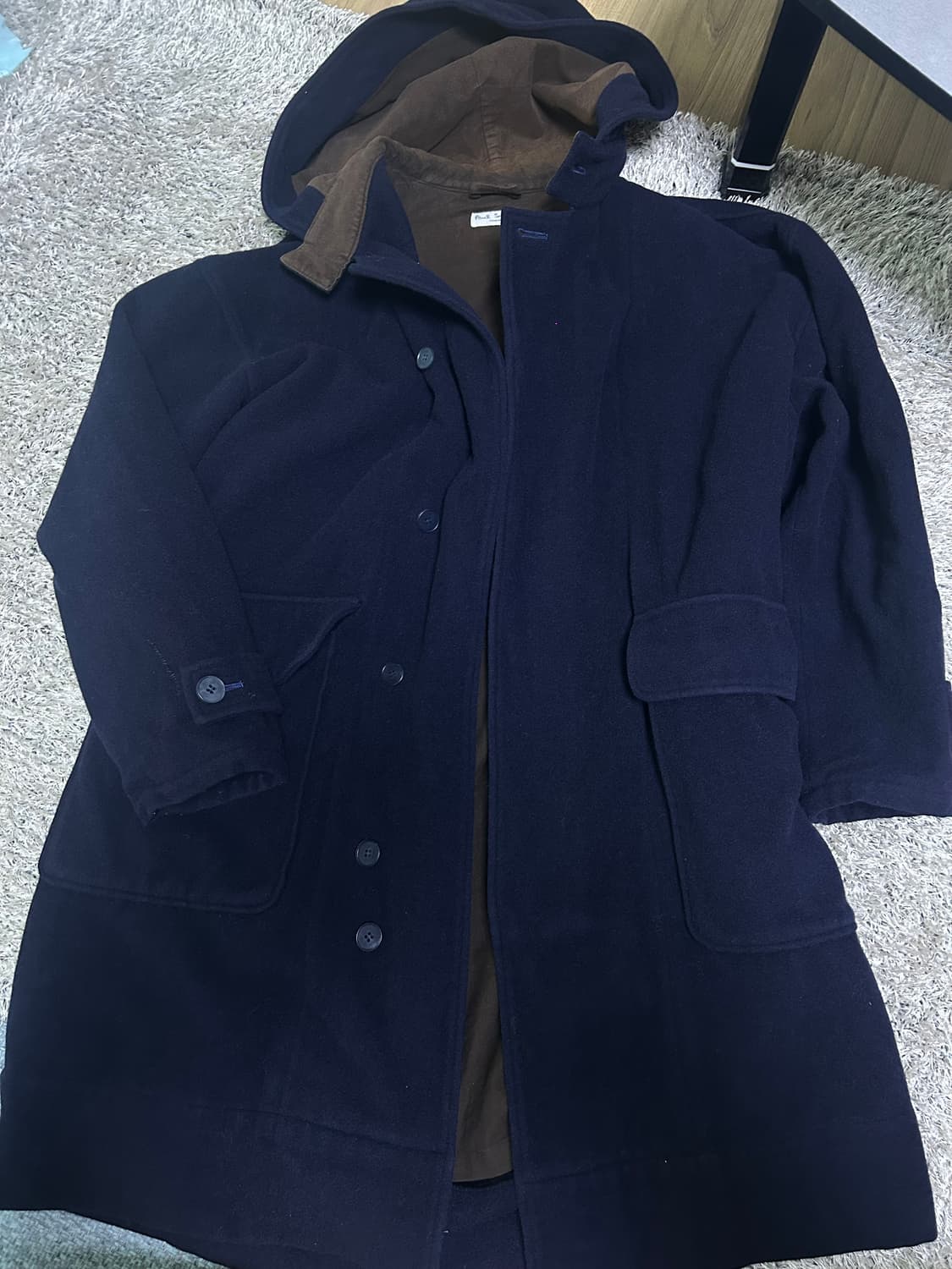 일제 폴스미스 네이비 울 후드 코트 사이즈 105~110 상품이미지1