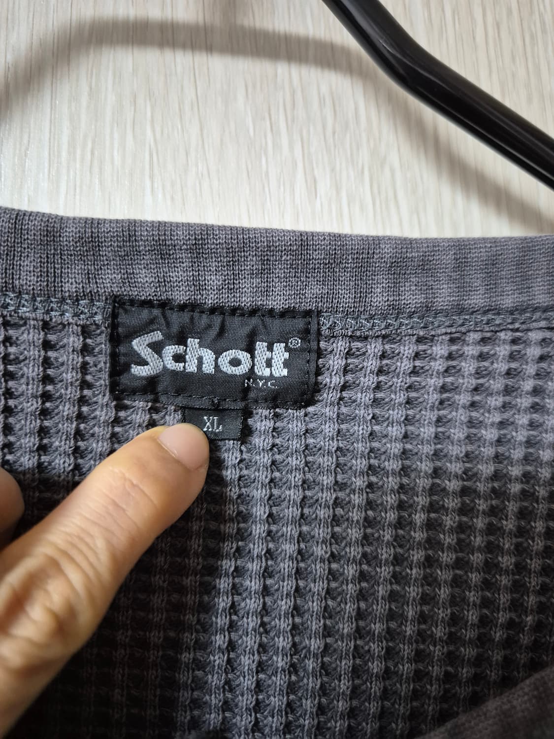 schott 쇼트  피그먼트 와플 헨리넥 티셔츠 긴팔 XL 상품이미지5