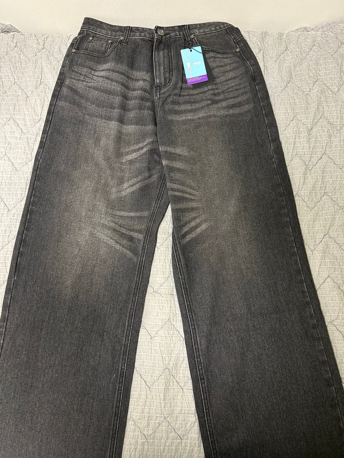 [M] 디앤에스알 시그니처 와이드 데님팬츠 블랙 상품이미지3