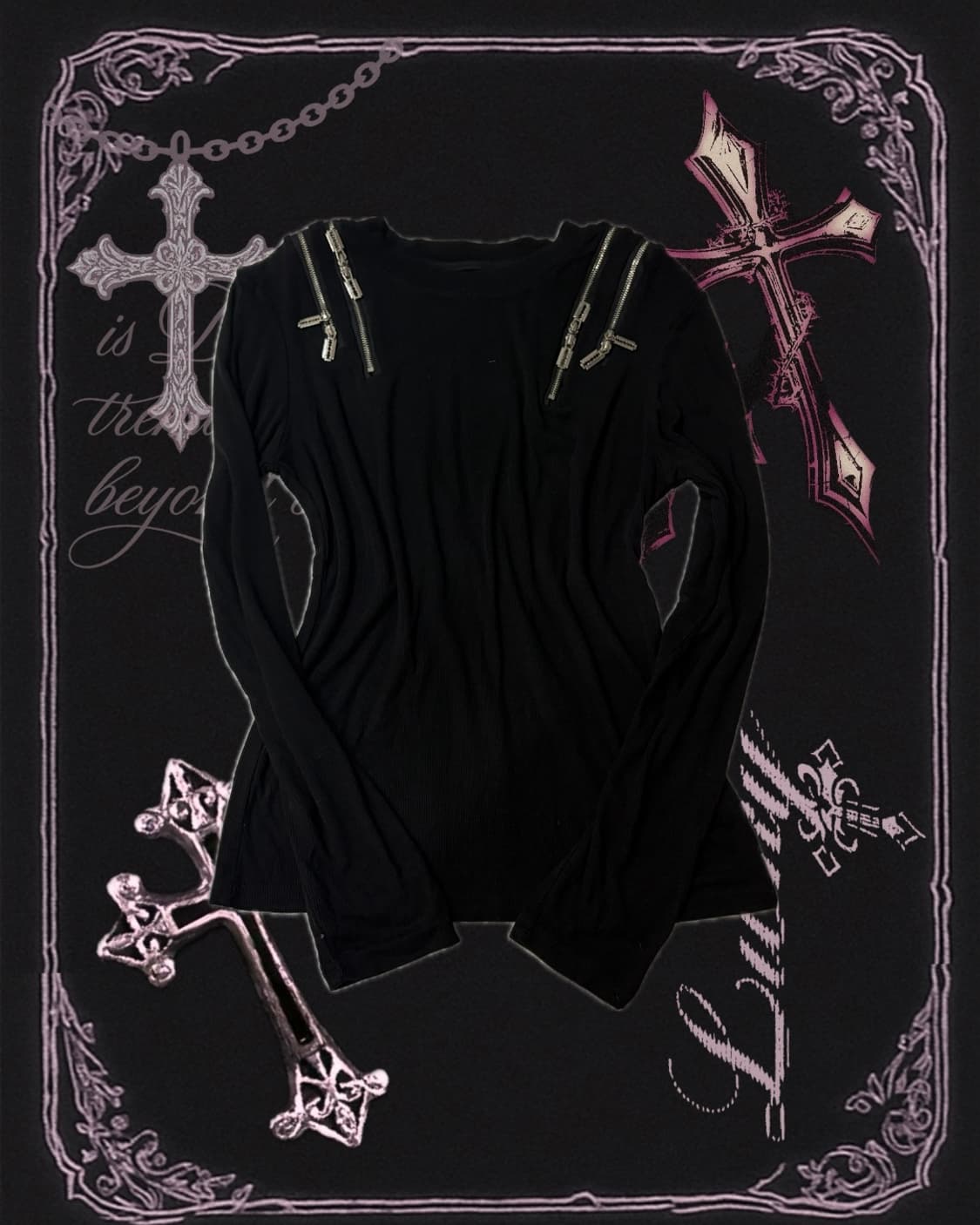 Y2K Gothic razor zipper detail sleeve 상품이미지5