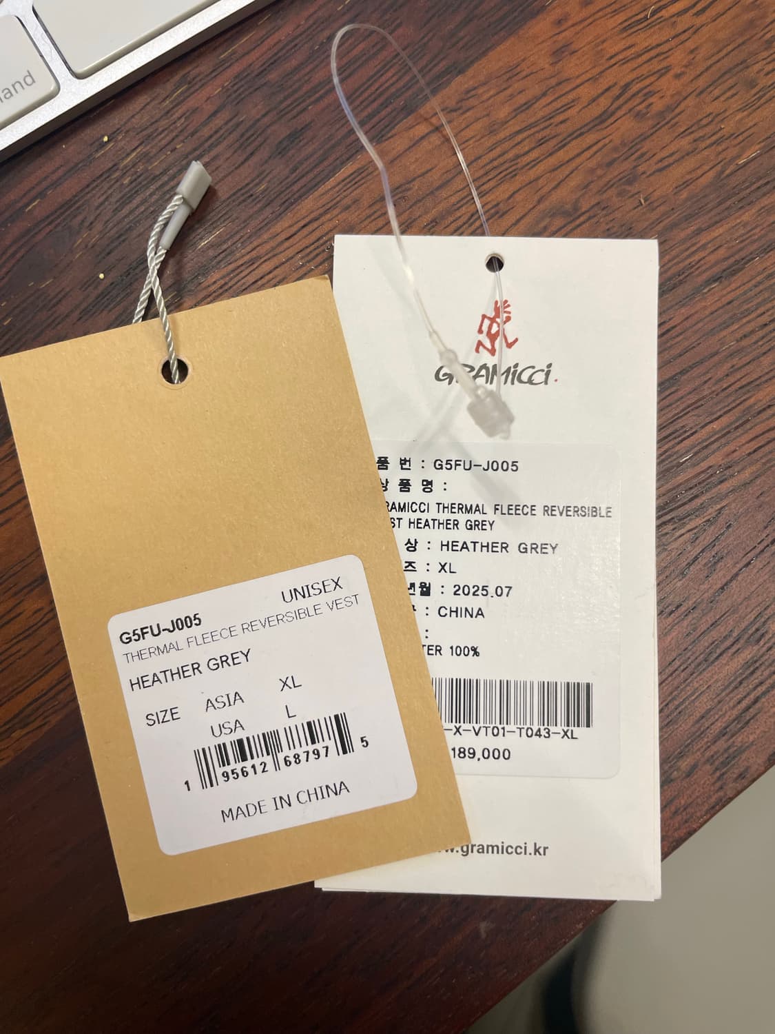 그라미치 써멀플리스 리버시블 베스트 그레이XL 상품이미지5