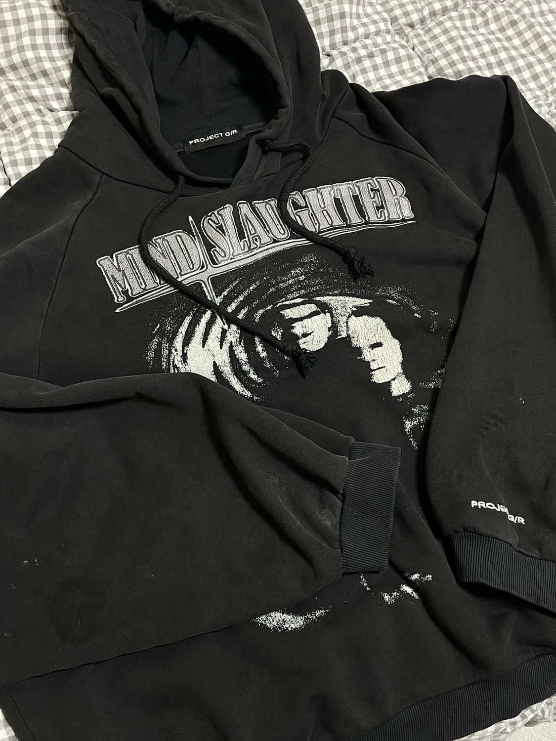 PROJECT GR 프로젝트지알 마인드+슬러터 빈티지 워시드 후디 블랙 상품이미지5