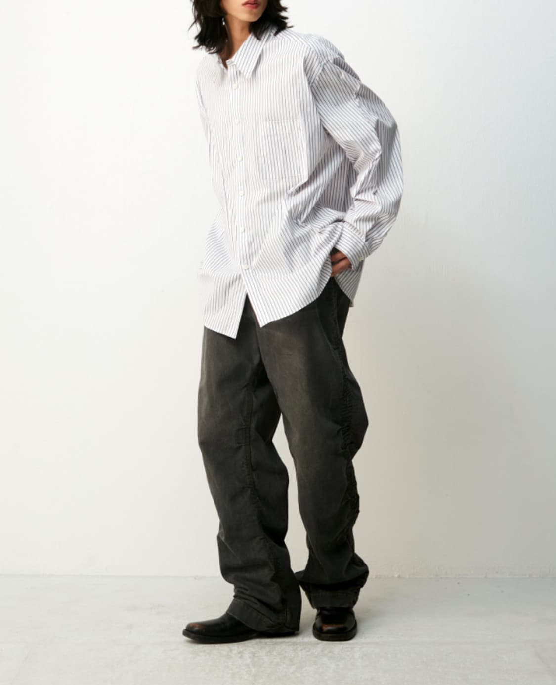 쿠어(coor) 셔링 컴벳 데님 트라우져/스톤 그레이 상품이미지9