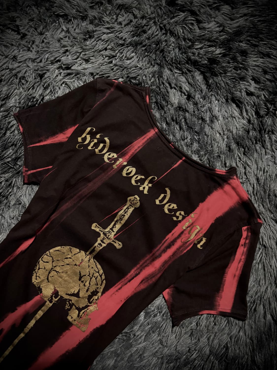 Hiderock Design 레드 블리치 스컬 프린팅 반팔 티셔츠 상품이미지6