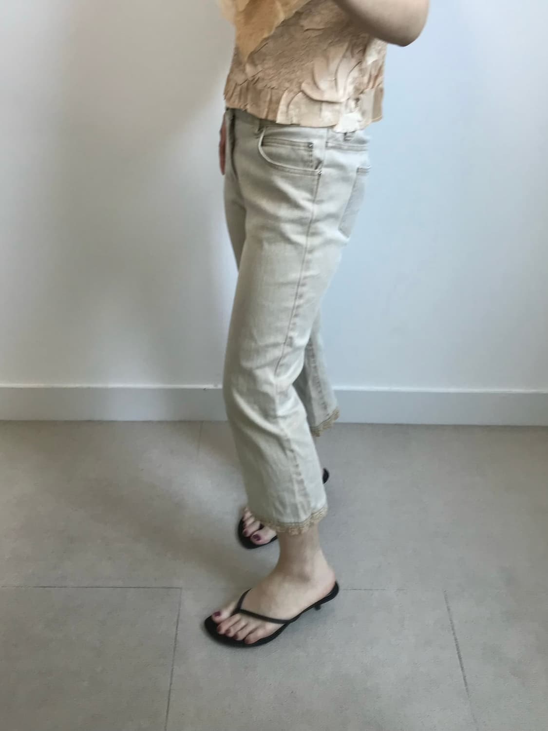 빈티지 코튼 레이스 카프리 팬츠 상품이미지2