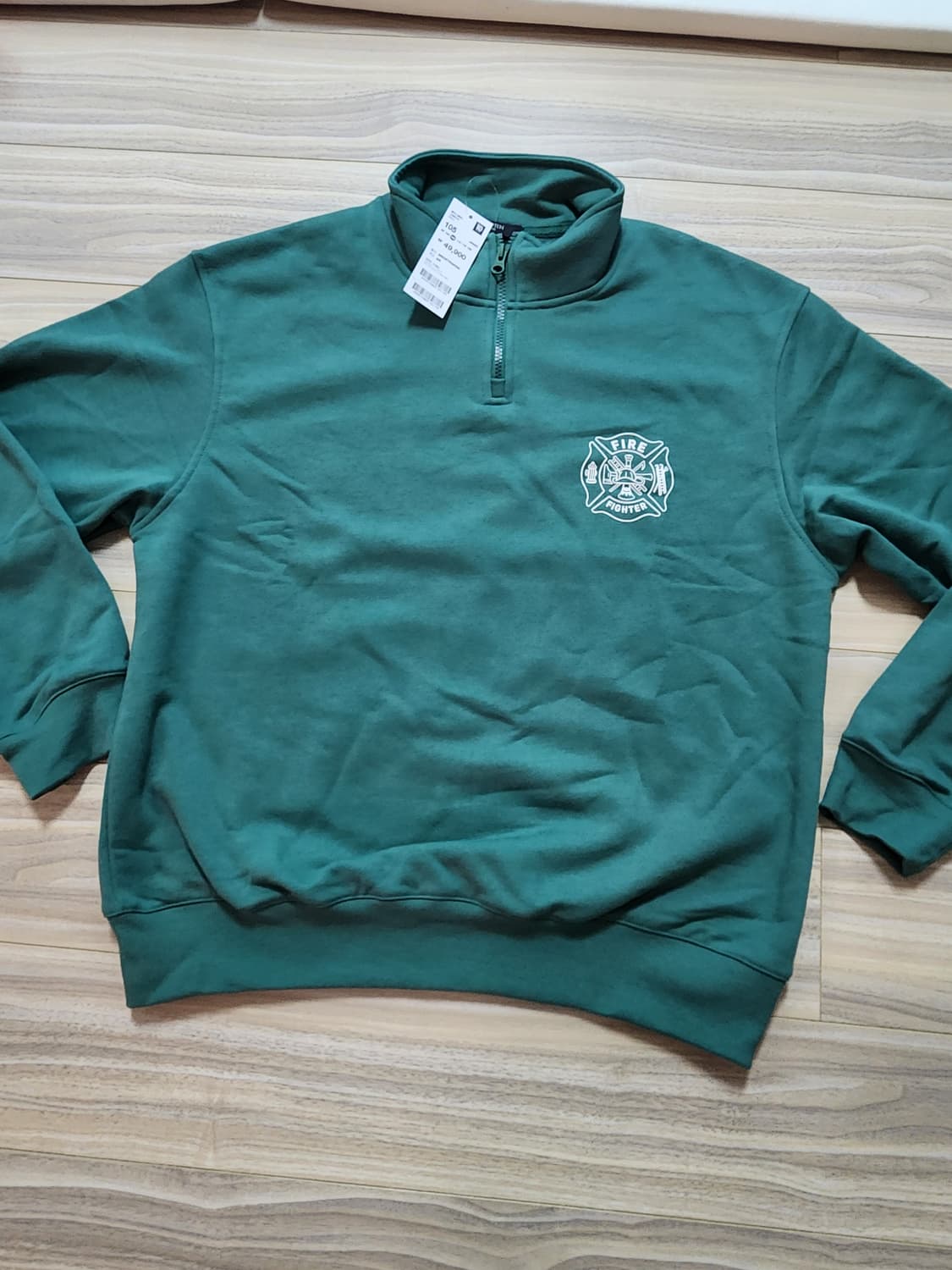 탑텐하프넥집업맨투맨기모티셔츠105그린 상품이미지1