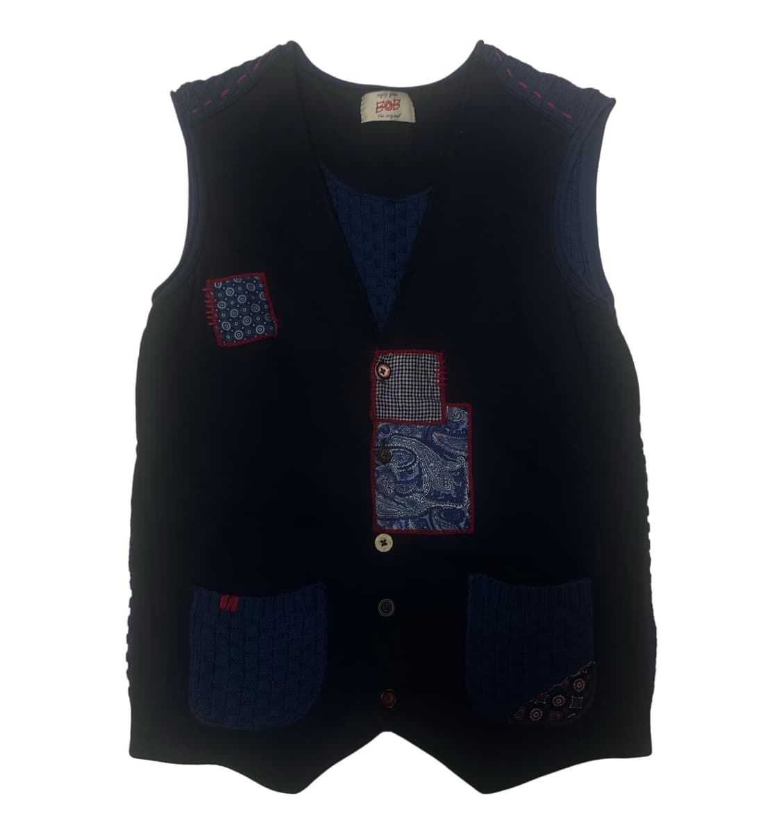 BOB 패치워크 니트조끼베스트 95 상품이미지1