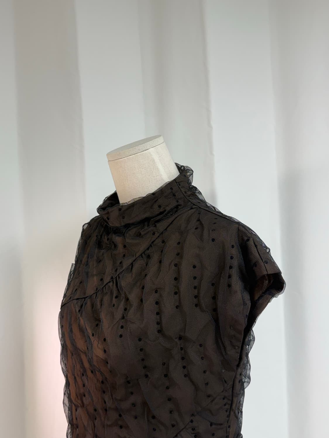Mesh Dot High Neck Top 상품이미지4