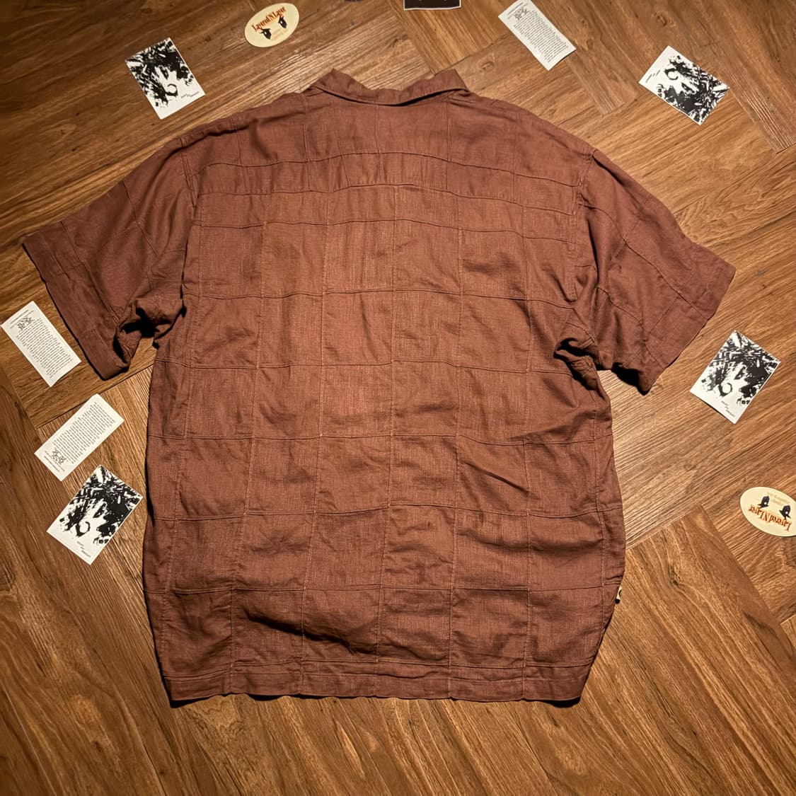90s Japanese Brown linen textured shirt 상품이미지3