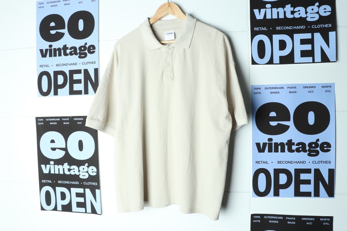 (L-2XL) 토피 반팔 카라 티셔츠 아이보리 박시 놈코어-H30753 상품이미지2