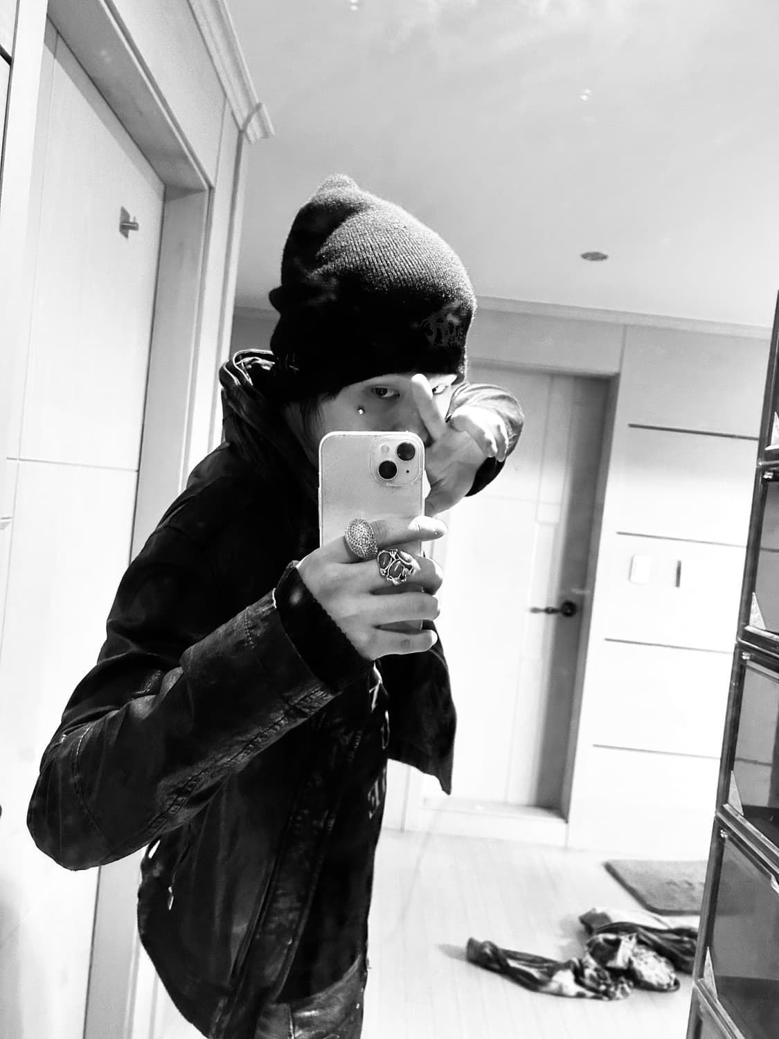 Sheep Skin High Neck Leather Jacket 상품이미지3