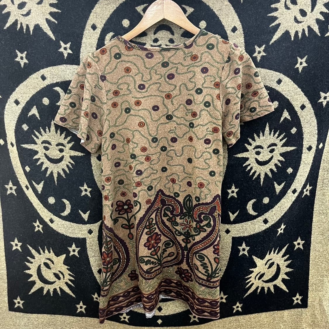 빈티지 오리엔탈 히피 갸루 레이스 단추패턴 반팔티 K0087 상품이미지4