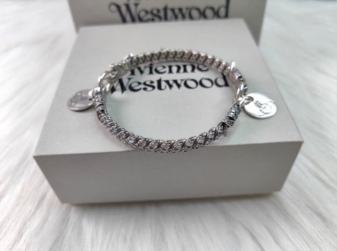 비비안웨스트우드 아카이브 크리스탈 체인 orb 각인 브레이슬릿 팔찌 상품이미지4