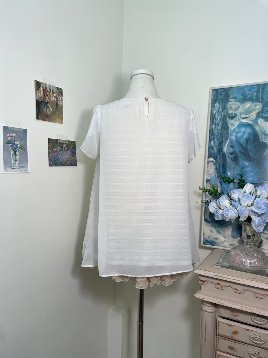 white inner lace ruffle sleeve blouse 상품이미지3