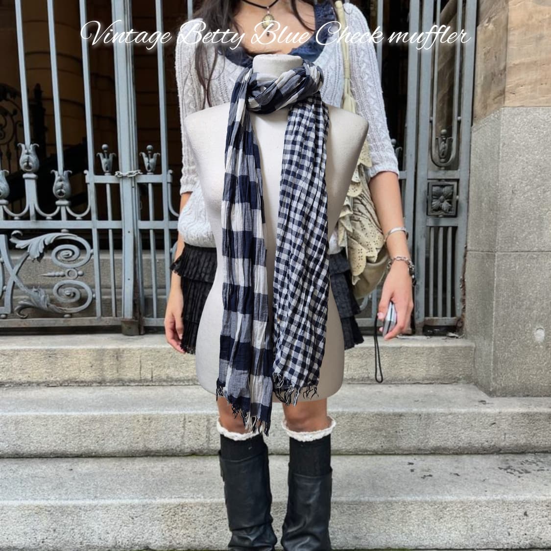 Vintage Betty Blue Check muffler 상품이미지1