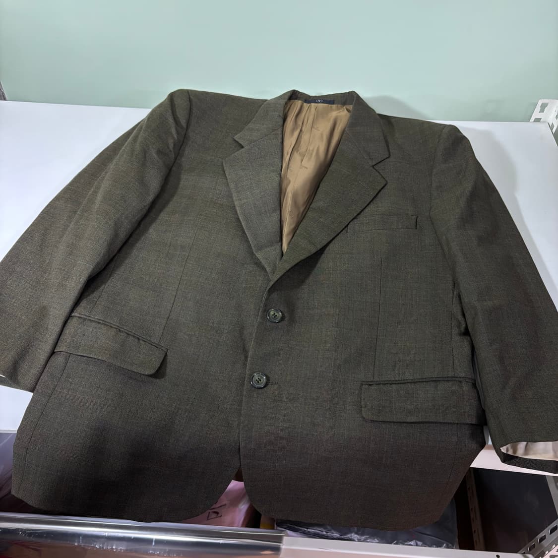 95 M 발렌티노 카키 2버튼 울100% 체크 싱글 블레이져 상품이미지1