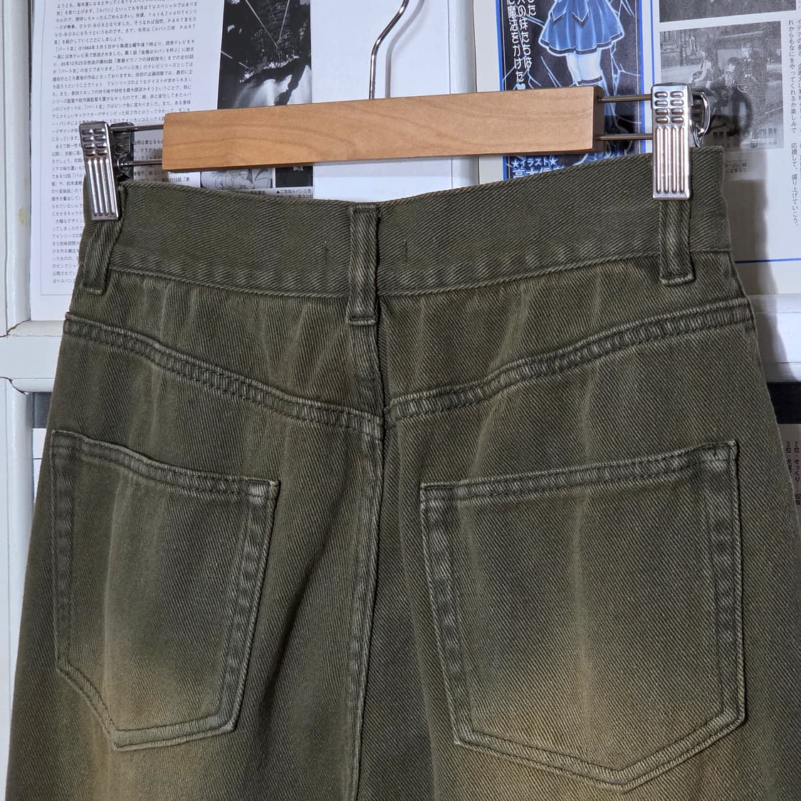 JPN 카키 샌드워싱 핀턱 와이드 팬츠 상품이미지5